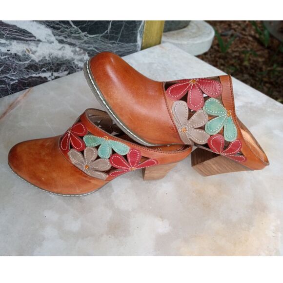 L' Artiste by Spring Step, Tan Leather Helga Mules Size EU 40 - Picture 3 of 10